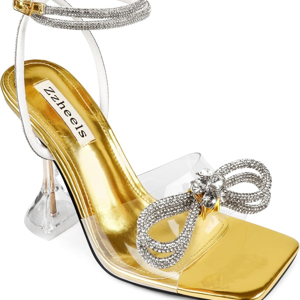 Zzheels Women's Gold and Silver Heels size 10